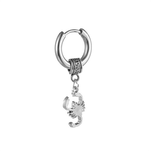 Cross-border titanium steel scorpion pendant trendy men's design personalized earrings wholesale European and American fashion street hip-hop ear bone nails