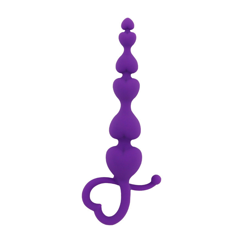 Silicone Heart-Shaped Anal Plug with Bead Design, Manual Non-Vibrating Anal Trainer, Body-Safe Silicone — detail image 4