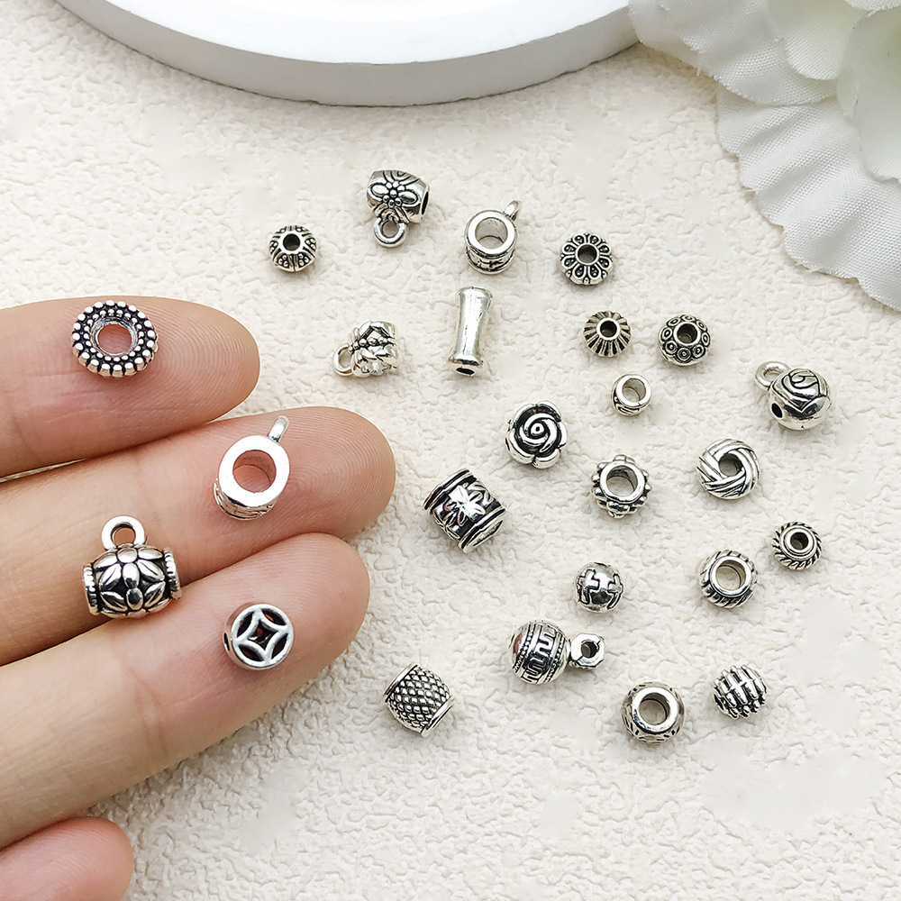 混26款藏银饰品配件吊坠花托隔珠DIY手链直管手工材料手链配饰详情11