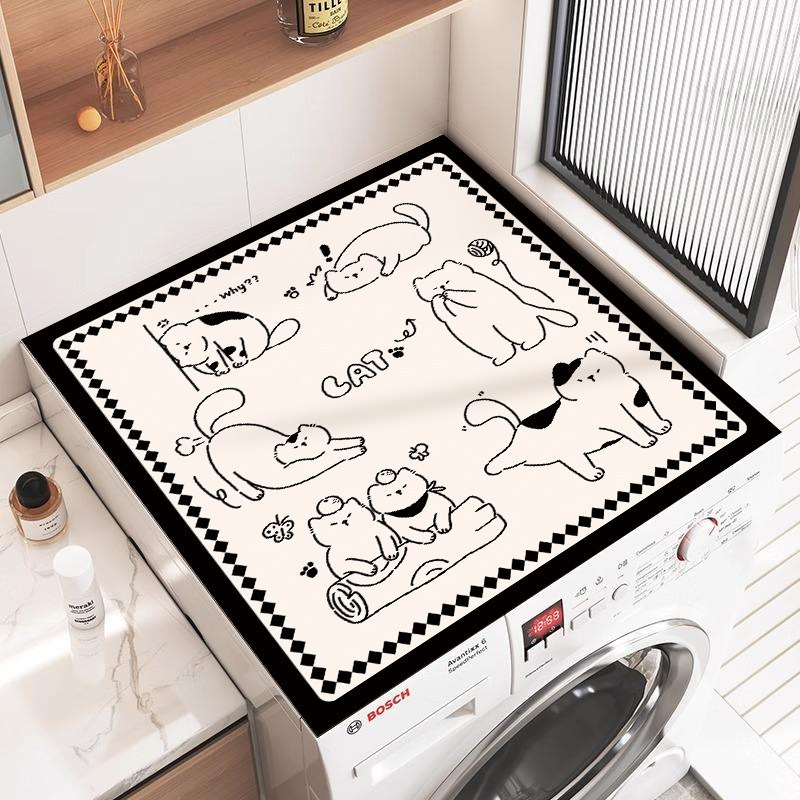 Cartoon Simple Washing Machine Dirt-Resistant Cover Mat, Countertop Protective Mat, Refrigerator Dustproof Cover Cloth, Bedside Table Decorative Table Mat