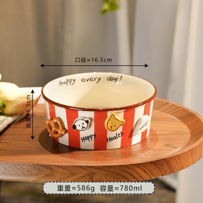 跨境宠物新款ins风猫狗食碗高颜值纽扣狗全家桶泡面碗水果碗6.5寸|undefined