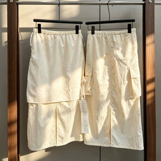 【现货】松弛感工装裙松紧腰抽绳设计感半身裙