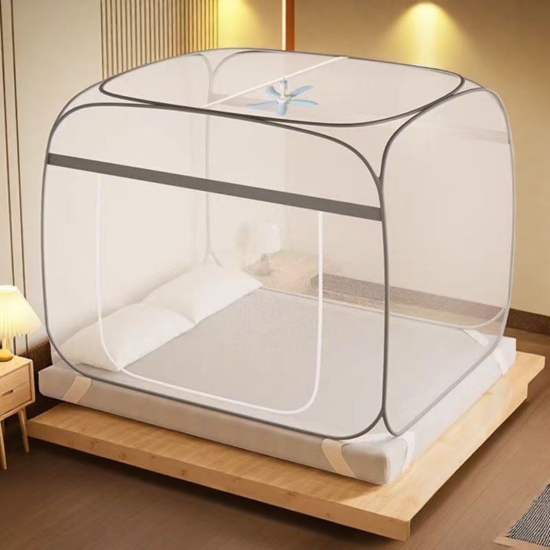 2025 new mosquito net yurt mosquito net children's fall-proof household three-door installation-free bedroom single door manufacturers batch