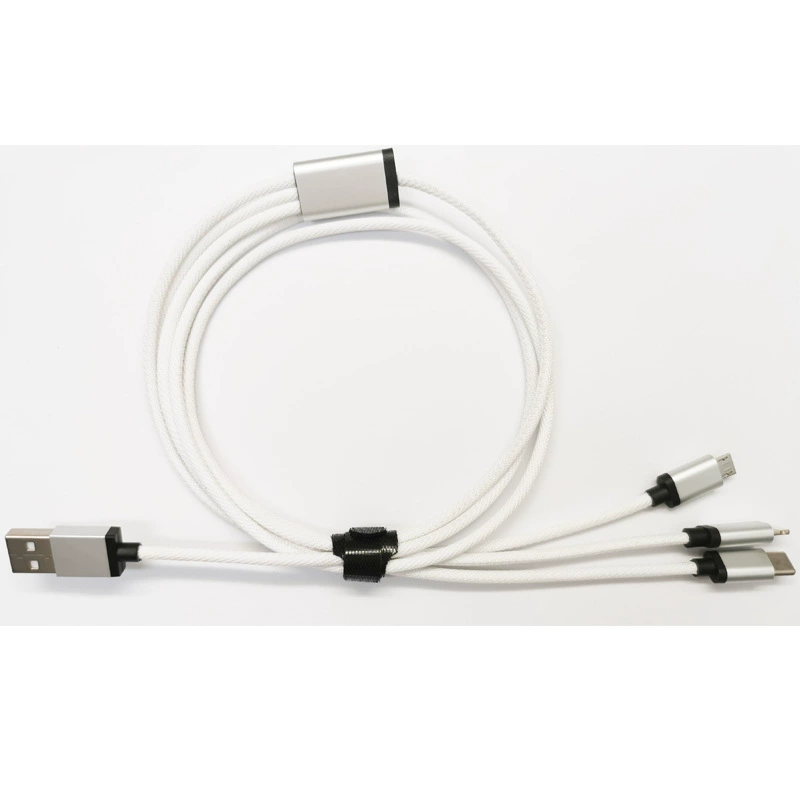 Woven mobile phone, charging cable, three-in-one, 1.2m, 5A