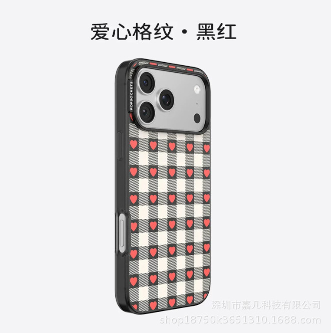 Pps Heart-Shaped Plaid Black and Red Polka Dot Magsafe Magnetic Iphone17Promax Rose Red Apple Phone Case Pps Heart-Shaped Plaid Black and Red Polka Dot Magsafe Magnetic Iphone17Promax Rose Red Apple Phone Case