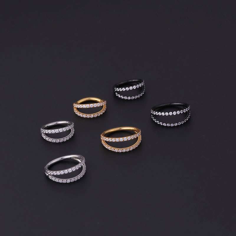 Fashion Geometric Stainless Steel Plating Zircon Nose Ring display picture 1