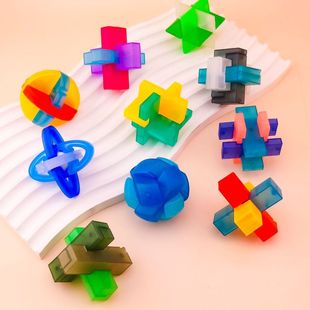 Cross-Border Luban Lock Intelligence Unlocking Mortise and Tenon Building Blocks Transparent Glass Kongming Lock Unlocking Educational Toys Assembly and Disassembly