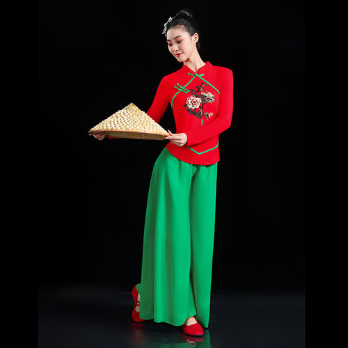 New Yangge Dress Ethnic Costume Classical Dance Costume Chinese Style Set Yangge Dress Square Dance Performance Wear