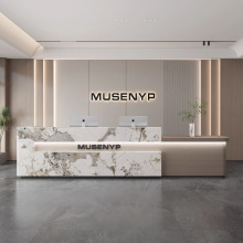 新中式公司前台接待台美容院吧台收银台培训机构酒店迎宾服务前台