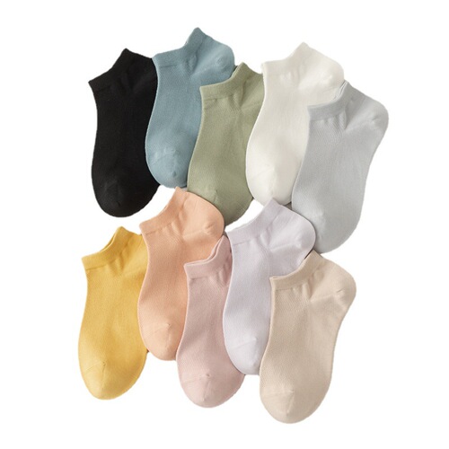 Socks Women's Socks Spring and Summer Pure Cotton Sports Sweat-Absorbent Deodorant Breathable Mesh Thin Medium Short Boneless Boat Socks