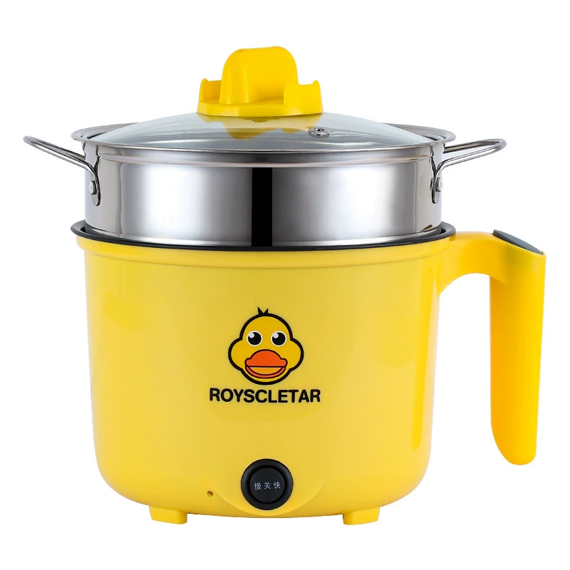 Мини-электроплита Little Yellow Duck, многофункциональная для приготовления, для студентов, с антипригарным покрытием, интегрированный электрический горячий горшок, подарочная упаковка