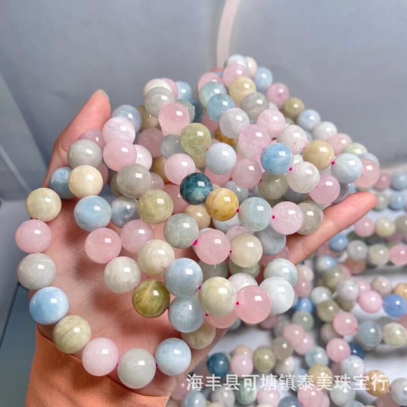 Natural Morgan Stone Bead Bracelet Candy Morganstone Fashion Simple Natural Crystal Factory Wholesale