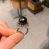 Ring from pearl, beads, adjustable accessory, with gem