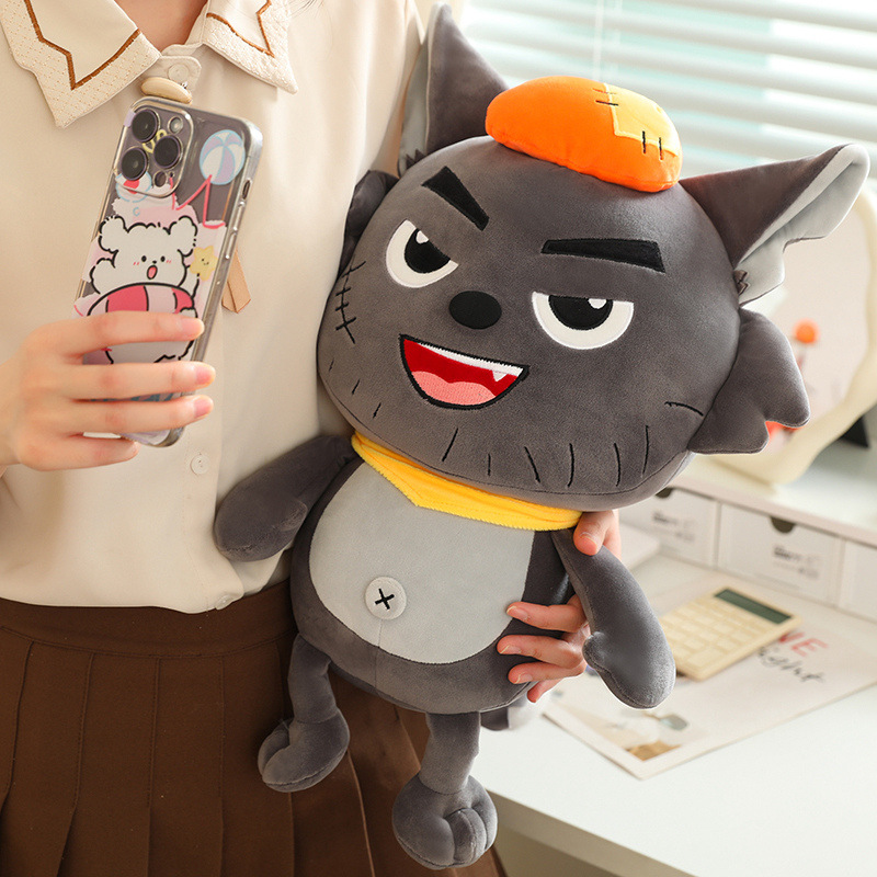 Auténtico lobo gris muñeca juguete de peluche colgantes cabra y lobo gris muñeca almohada regalo de cumpleaños para niños