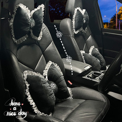 Tea Flower Car Headrest Plush Embroidered Comfortable Car Interior Cervical Pillow Cushion, Fashion Car Headrest Wholesale