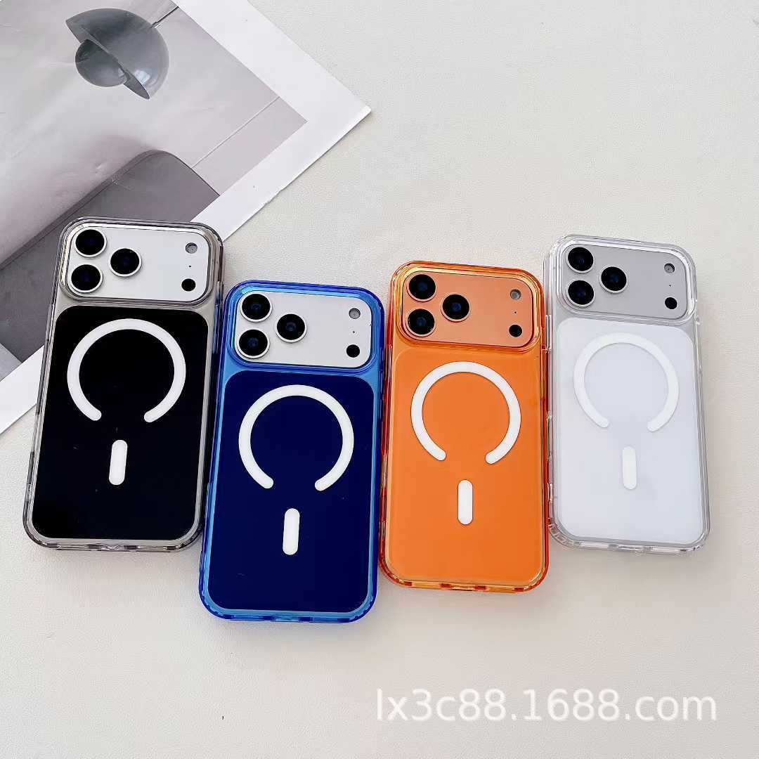 适用苹果iPhone17/16/15/14/1312ProM彩晶透明亚克力二合一磁吸壳