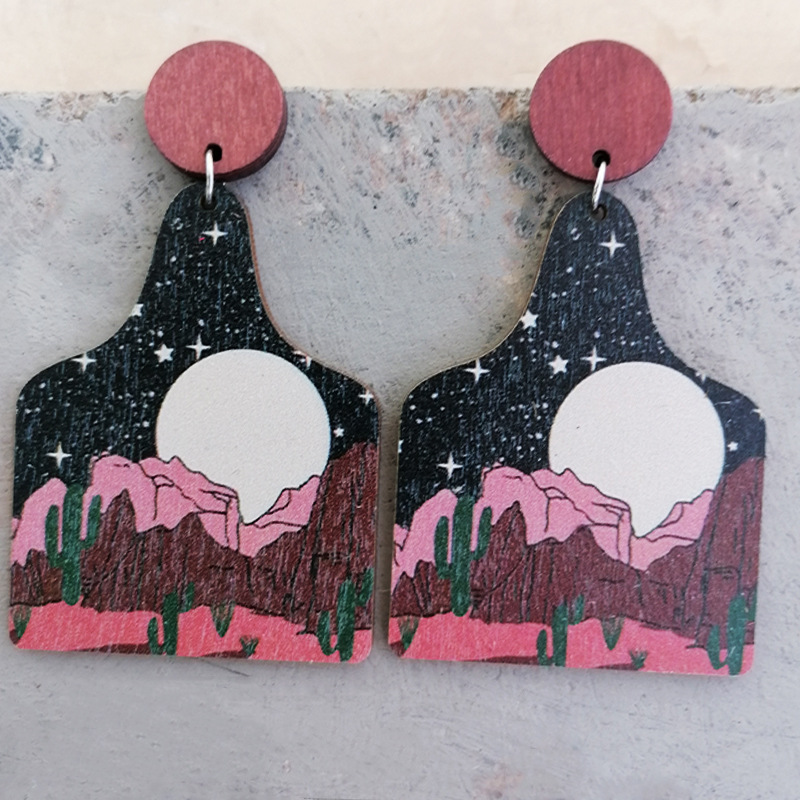 Bohemian Landscape Wood Women's Drop Earrings display picture 2