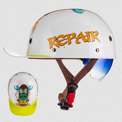 Motosiklet kaskı (dəbilqə) — 3C Certification - rw03s-white-motorcycle-with-blue-lenses-m-size-53-54cm