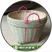 手工竹编制品 带盖小号淘米竹筐杂货收纳竹箩储物竹篮竹篓塑料