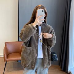 百搭暖和秋冬卫衣加厚外套女2025新款爆款羊羔毛绒宽松开衫上衣女