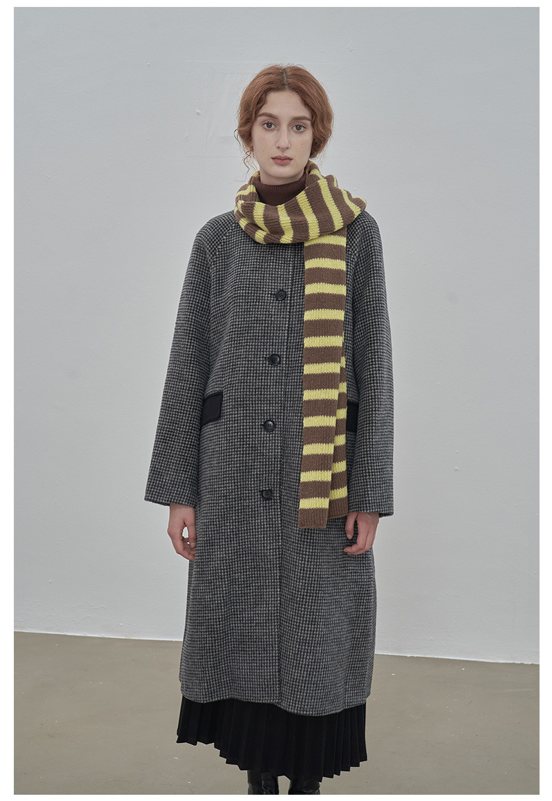 Écharpe rayée tricotée de couleur niche vintage pour femme, design d'hiver, douce et chaude, écharpe en laine étendue_voghion.com