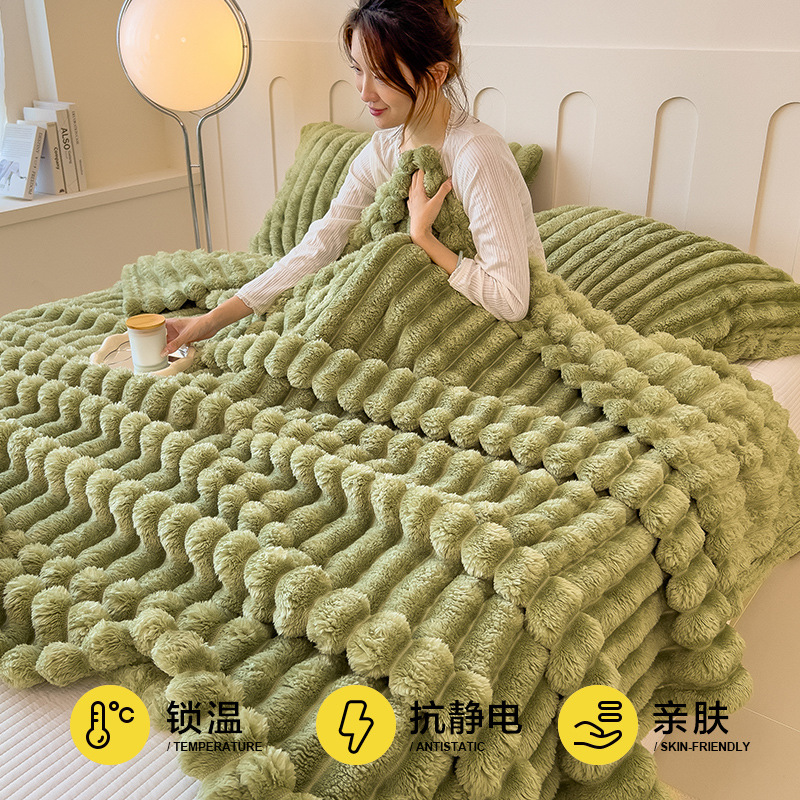 Manta de Felpa de Piel de Conejo, Manta para Siesta en la Oficina, Manta de Coral, Regalo, Manta Pequeña para Aire Acondicionado, Venta al Por Mayor