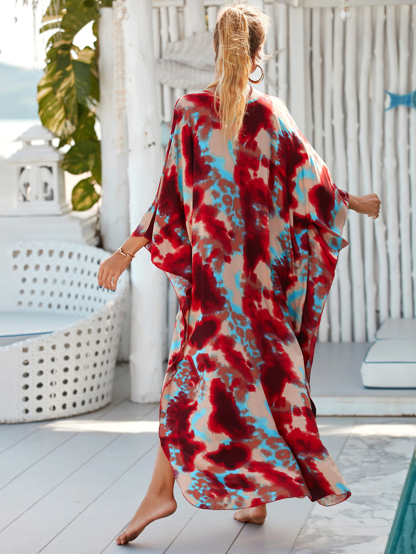 224g Weight Sunscreen Shirt Outerwear Type 3/4 Length Sleeve Sleeve Length Polyester Fabric Type Long Top Length V Neck Neckline Printing, Leopard Pattern Spring&Summer Season Women's Gender Vacation, Beach Style Women's Printing Leopard Vacation Beach Cover Ups 153
