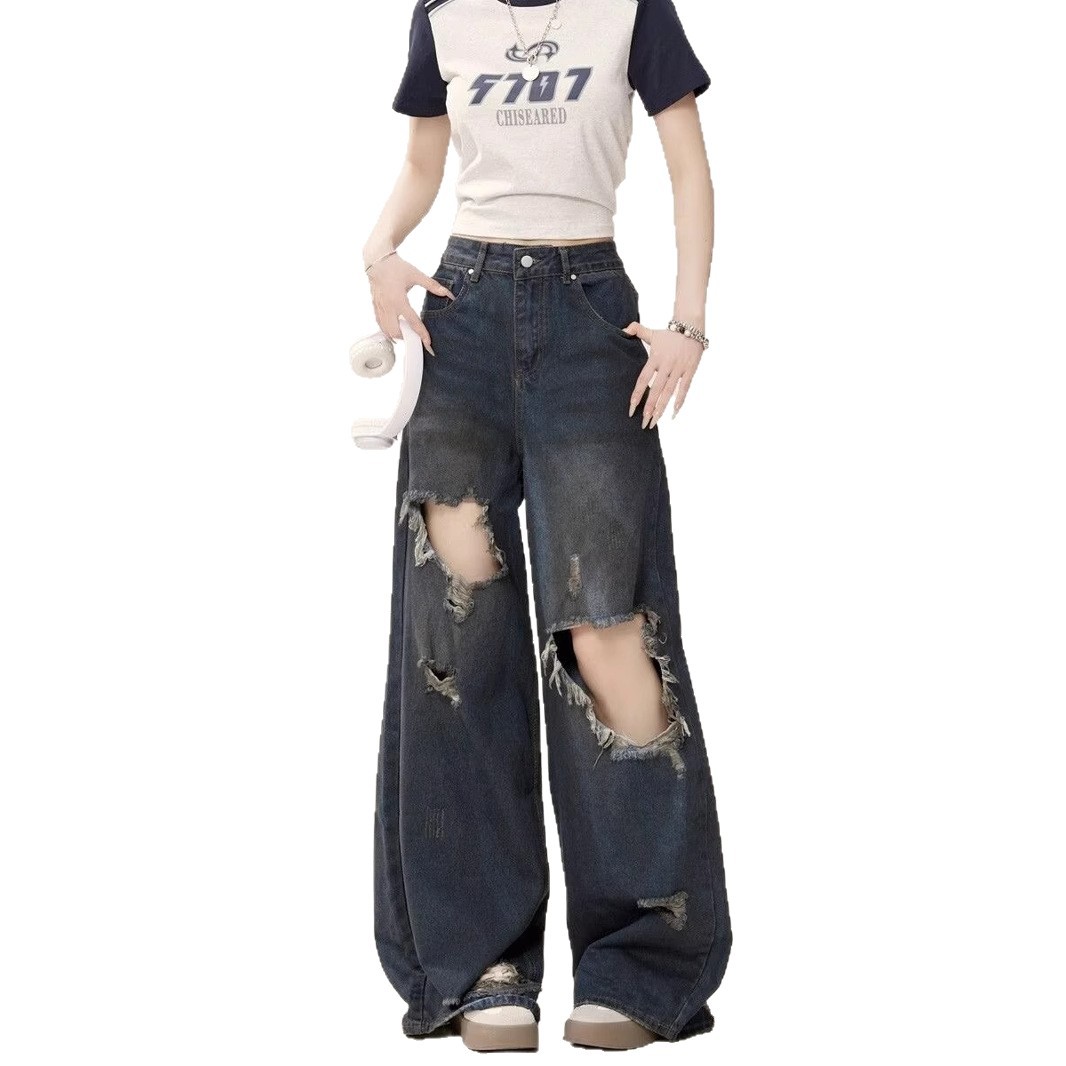 Ripped Beggar Fashion Brand High Street American Youth Men's and Women's Denim Pants Hip-Hop Niche Design Pants