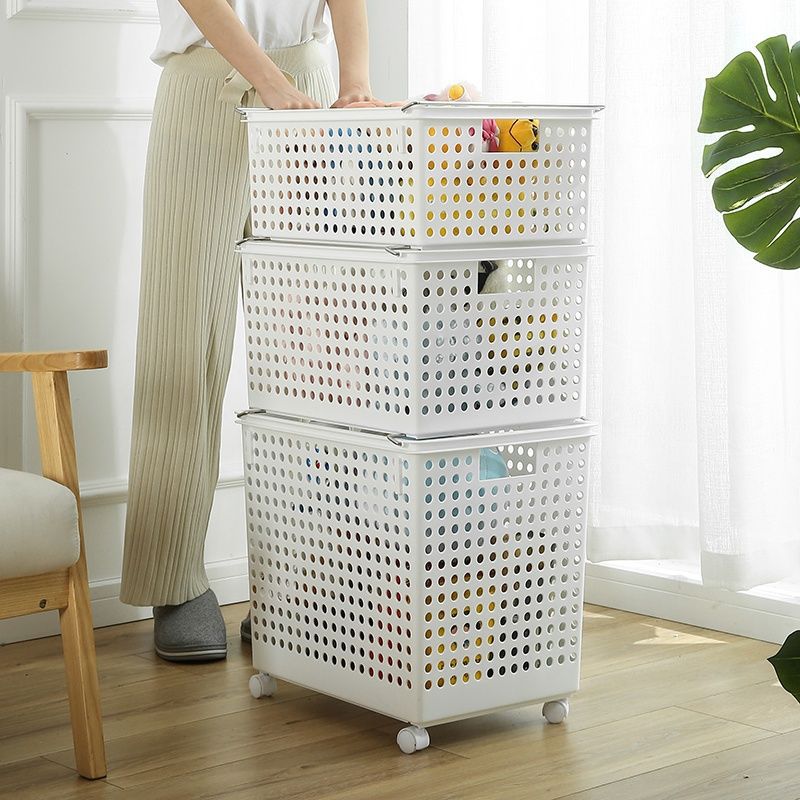 Laundry basket wheel Large Plastic Shelf Dirty clothes Storage Dirty clothes basket household Be busy Shower Room Storage