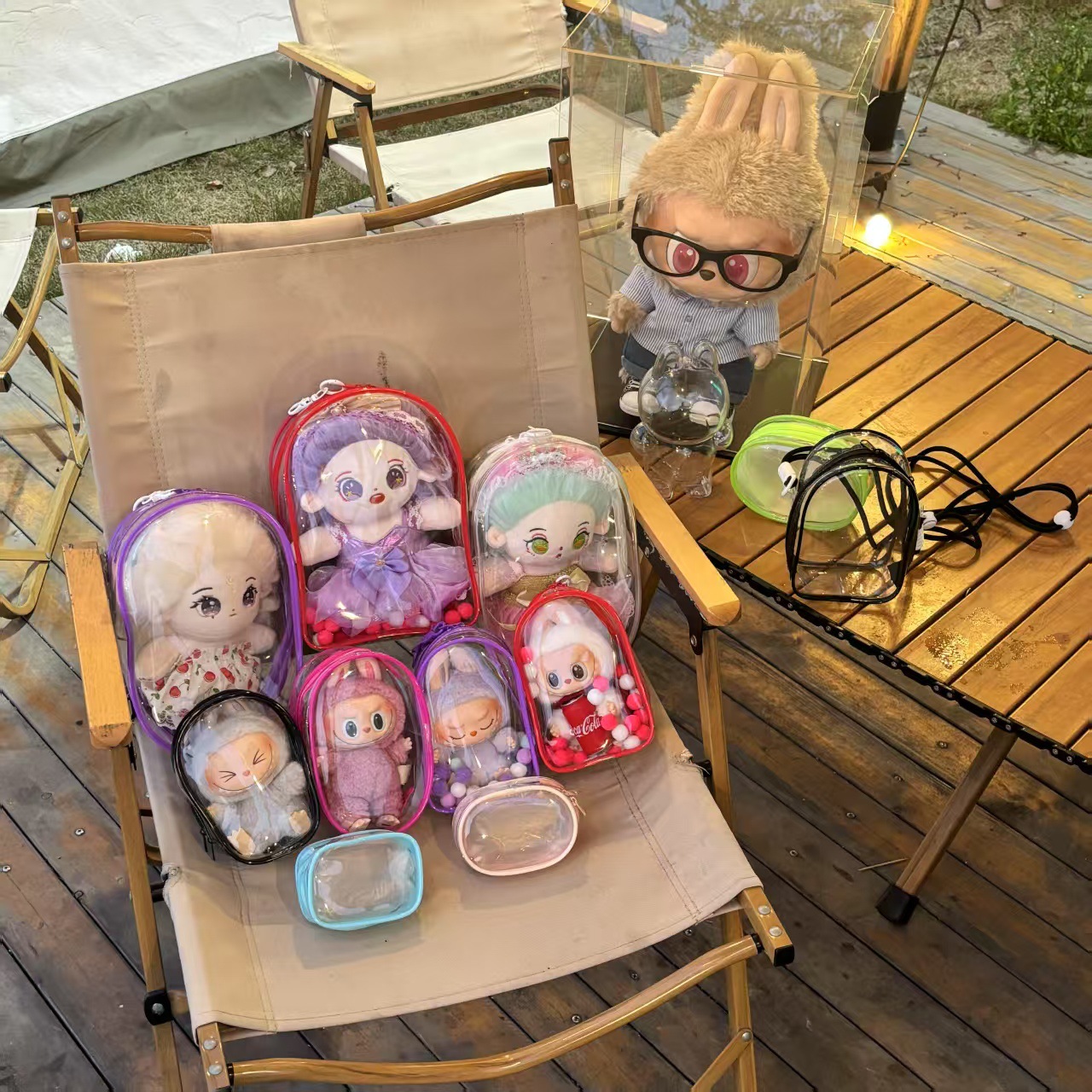 30款尺寸现货可定 制娃包厂家直销泡泡玛特娃包系列染色彩印收纳