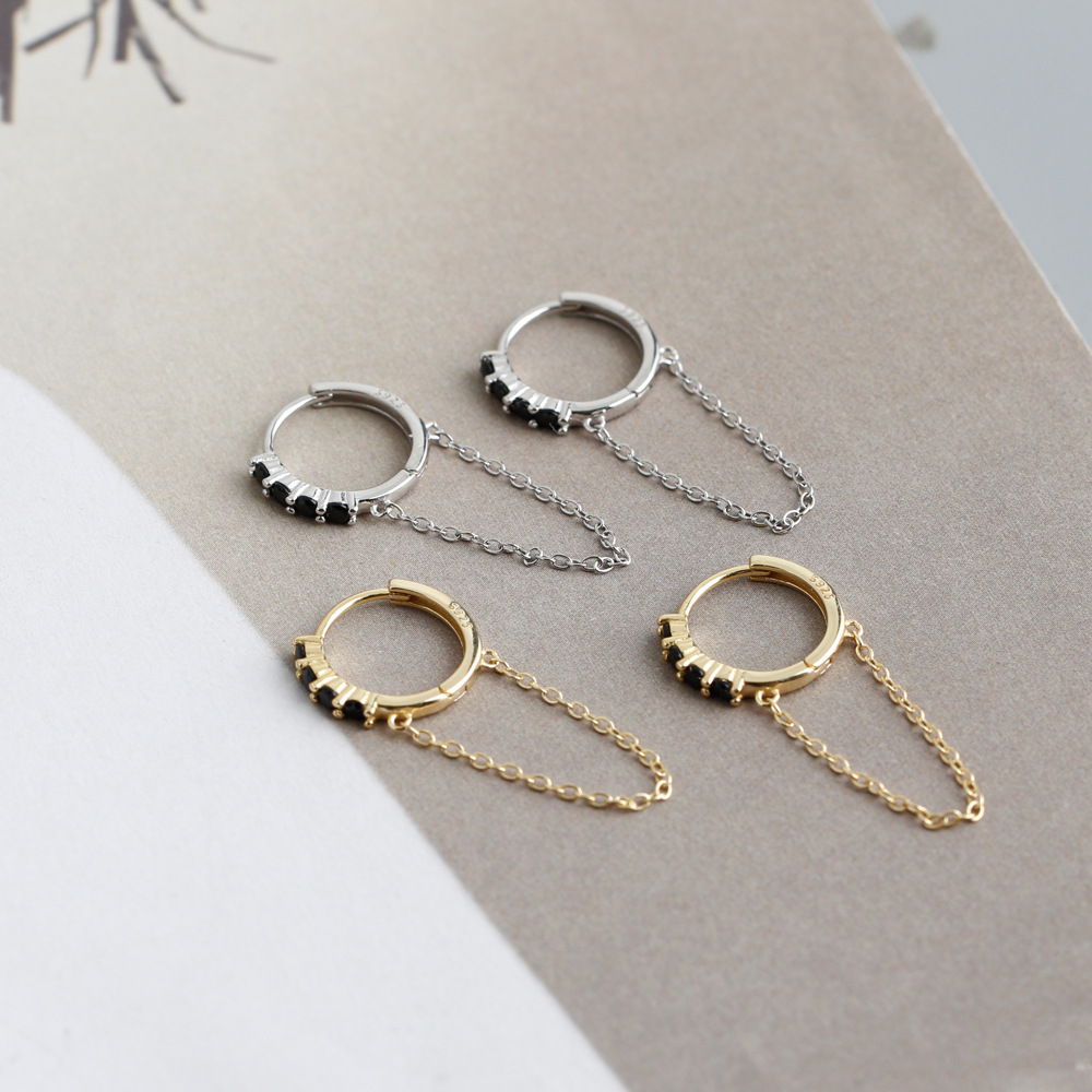 Fashion Round Sterling Silver Inlay Zircon Drop Earrings 1 Pair