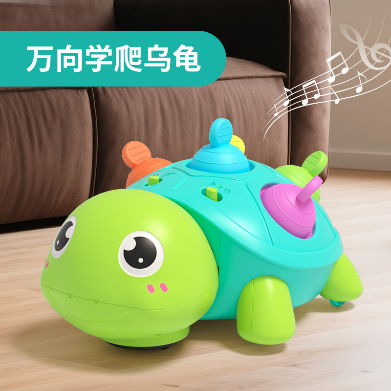 Tortuga infantil transfronteriza aprendiendo a rastrear juguetes sonidos y luces tranquilizadores roer mini burbujas niños 0 - 1 años de edad bebé
