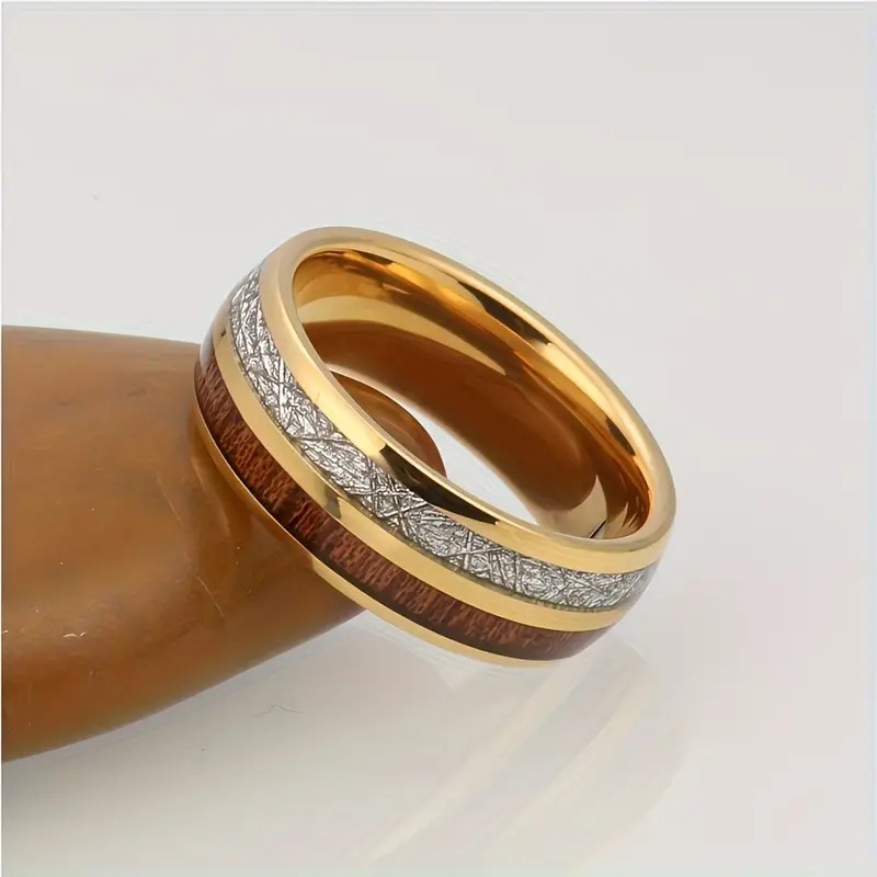 304 Stainless Steel Material Color Block Pattern Classic Style Color Block 304 Stainless Steel Plating Men's Rings Men Band Rings