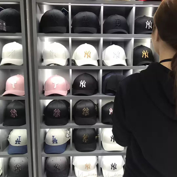 MLB棒球帽子韩国NY洋基队硬顶经典款男女可调节情侣LA鸭舌遮阳帽