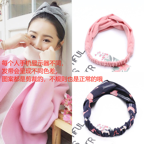 Korean spring and summer cross elastic hairband chiffon silk headband ladies headband hair accessories sports face wash headwear wholesale