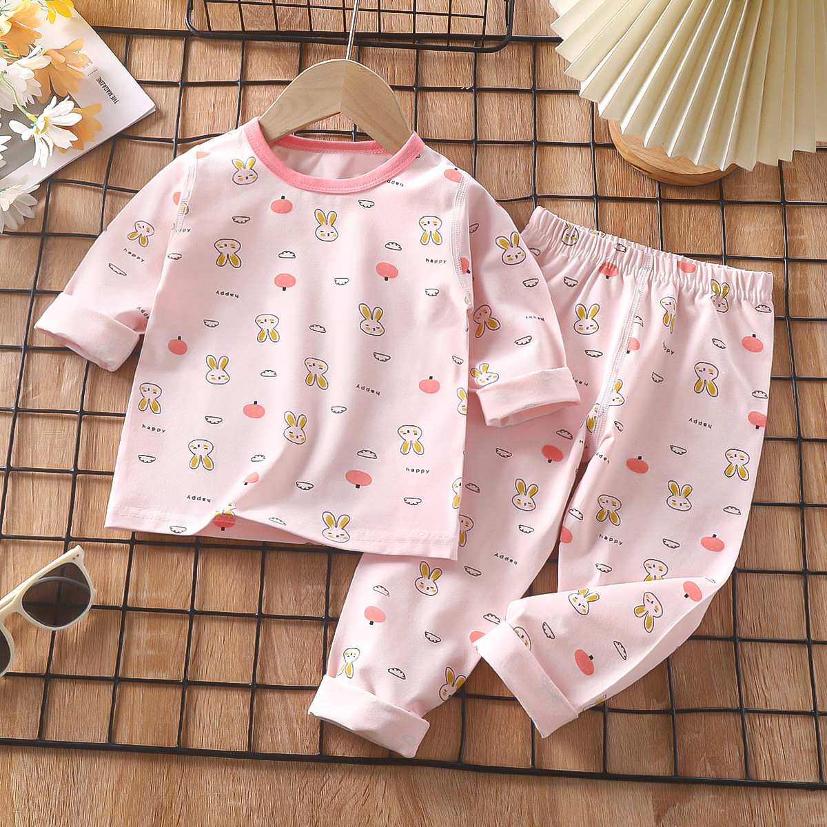 Pajamas infantiles primavera lica algodón ropa interior bebé ropa doméstica para niños niñas chaqueta de otoño pantalones de otoño ropa infantil al por mayor