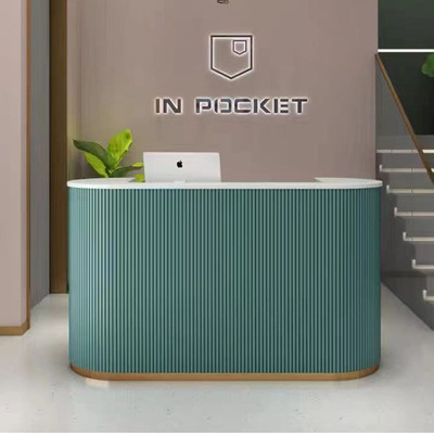 簡約風收銀台店鋪小型服裝店美甲店吧台簡約美容院前台接待台圓弧