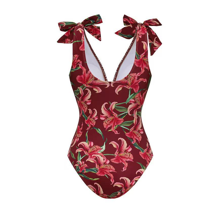 Maiô feminino sexy de uma peça, moderno, em poliéster com estampa em tela, secagem rápida e cobertura discreta._voghion.com