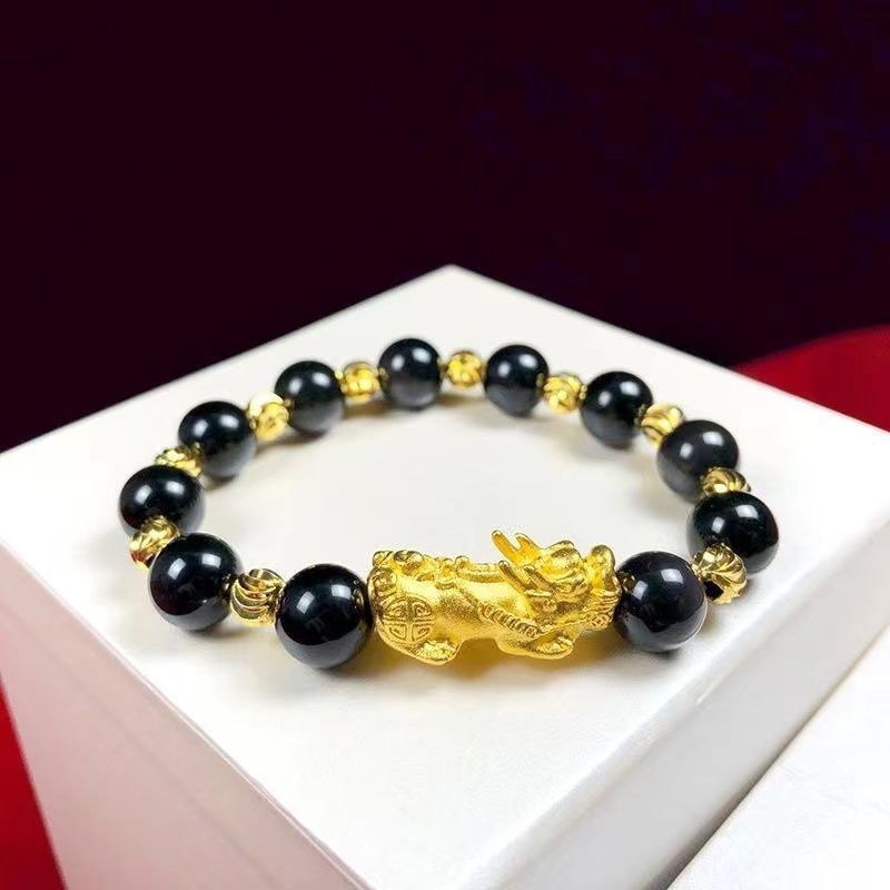 Little Pixiu Watermelon Bead Black Agate