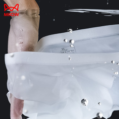 Cat Man Traceless Men's Ice Silk Sexy Triangle Briefs Summer Breathable Quick-Dry Shorts Transparent Ultra-Thin Men's Underwear