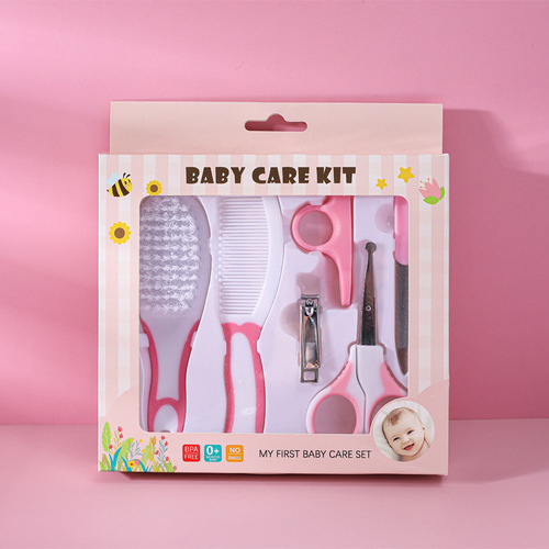 Factory wholesale cross-border hot selling baby care 6-piece brush and brush combination baby nail clipper set