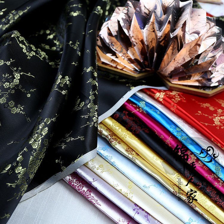织锦缎布料 古装汉服COS和服唐装旗袍丝绸锦缎服装面料/梅花系列