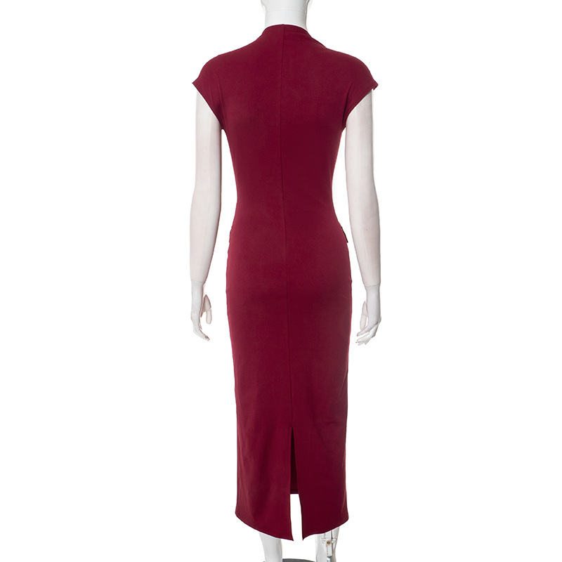 Women Clothing Spring Summer Solid Color Elegant Maxi Dress Women