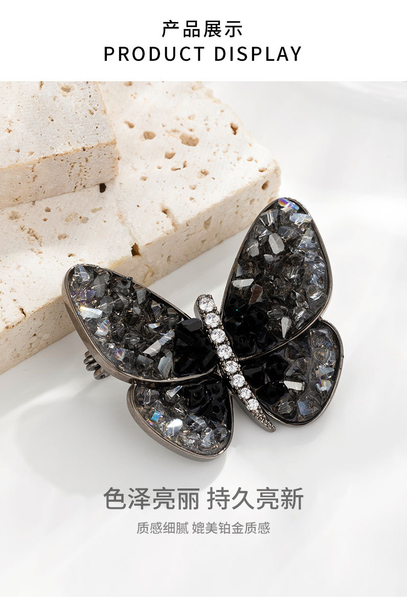 时尚优雅破茧成蝶水晶蝴蝶胸针小众轻奢风昆虫胸花个性