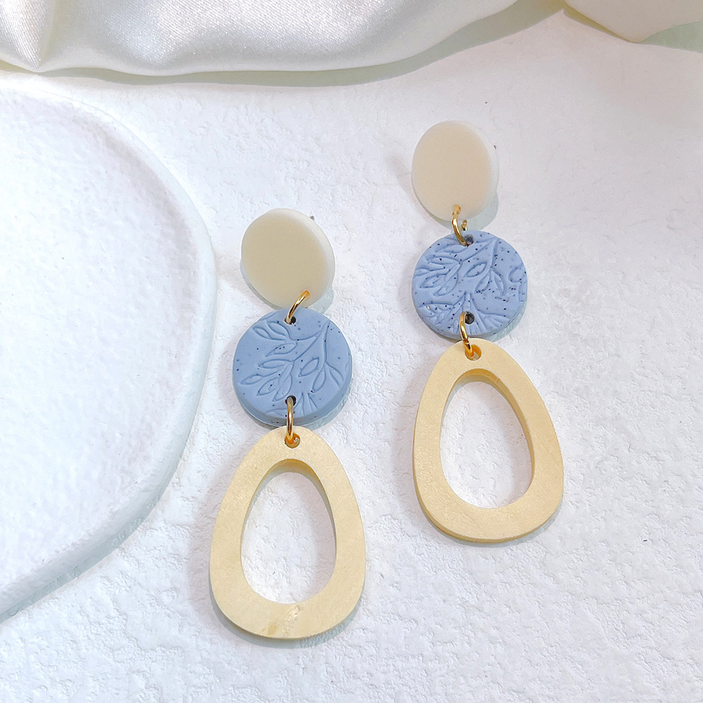 1 Pair Simple Style Round Water Droplets soft clay Patchwork Womenu0027S Chandelier Earrings