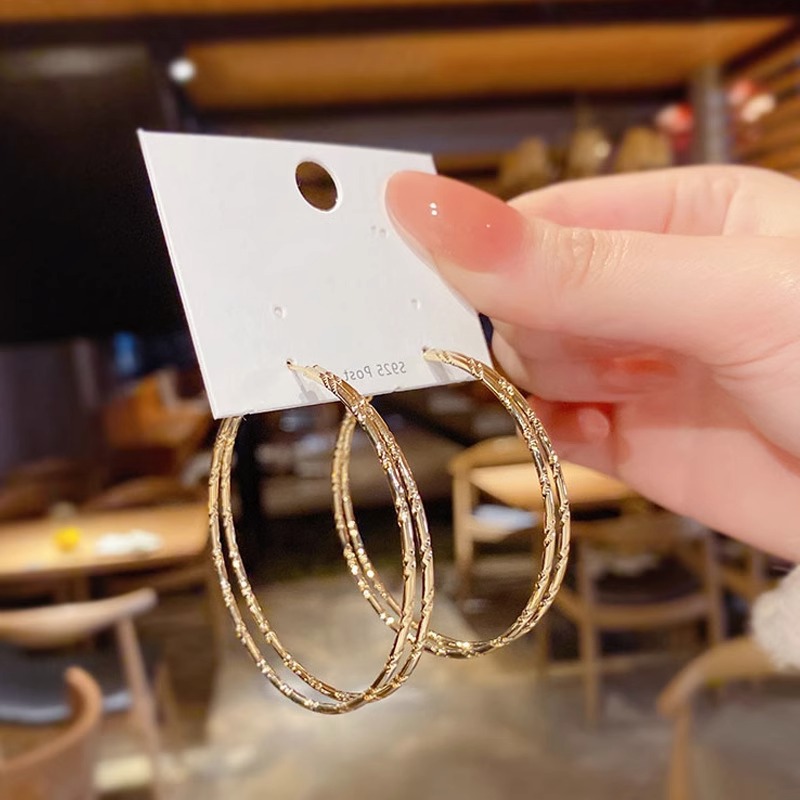 European and American Style Exaggerated Double-Layer Large Hoop Earrings 2026 New Trendy Internet Celebrity Earrings with Unique Design
