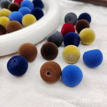 ins韩国简约植绒毛绒直孔球树脂diy头饰配件耳饰发夹头绳材料批发