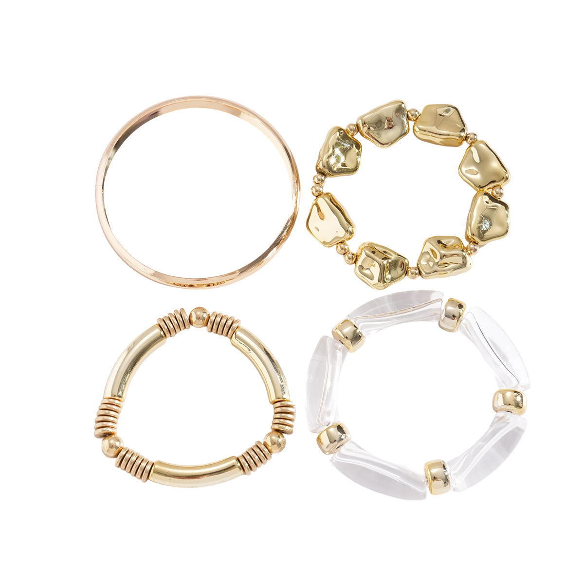 Europa y Estados Unidos transfronterizos cuatro piezas metal acrílico irregular pulsera de geometría pulsera de nicho de moda personalidad joyas de mujer