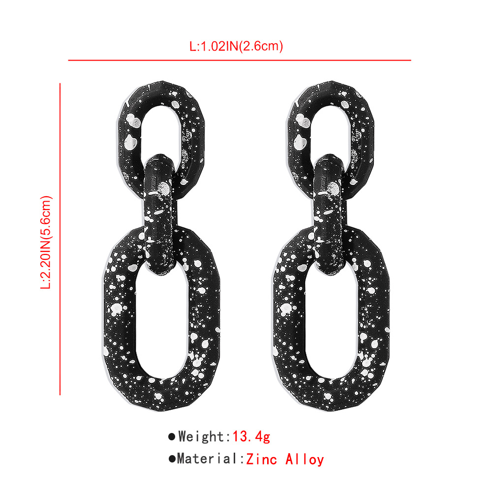 E10061 Europe And America Cross Border Exaggerated Jewelry Personality Black And White Dots Earrings Fashion Temperamental Cold Style Alloy Earring display picture 12