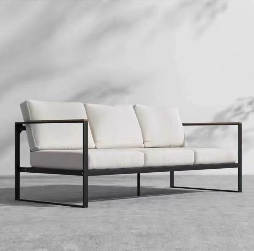 Sofá de aleación de aluminio al aire libre nórdico terraza villa muebles departamento de ventas residencial sofá de acero inoxidable combinación al aire libre